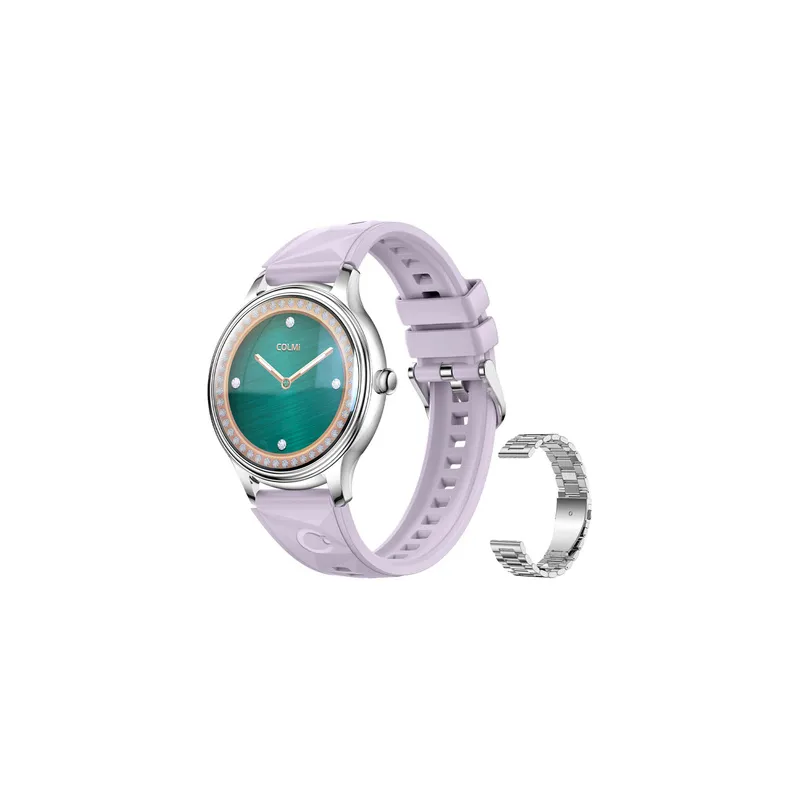COLMI L28 Smart Watch (Silver-purple + silver steel strap)